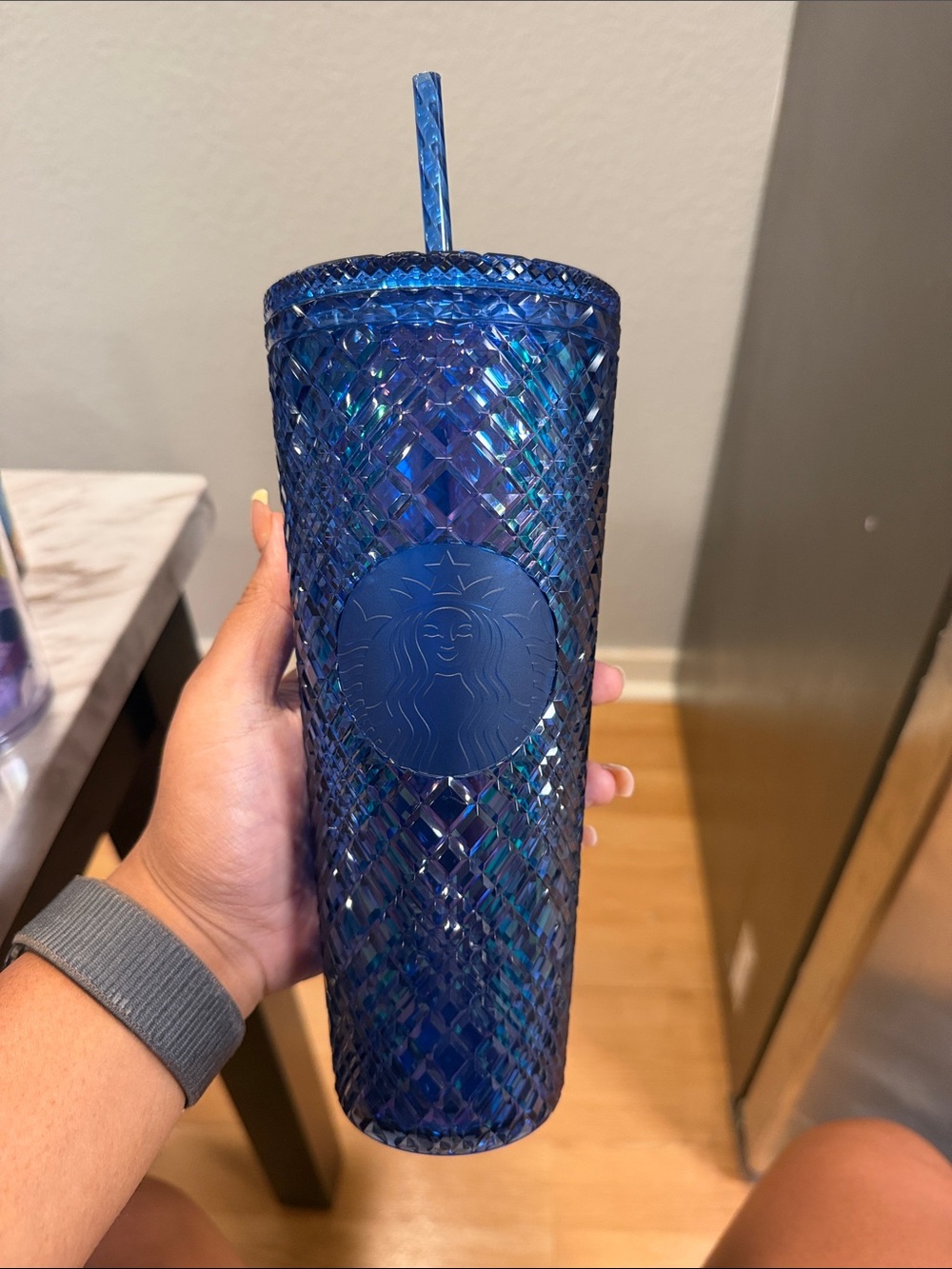 Starbucks 22 azure blue iridescent jeweled 24oz